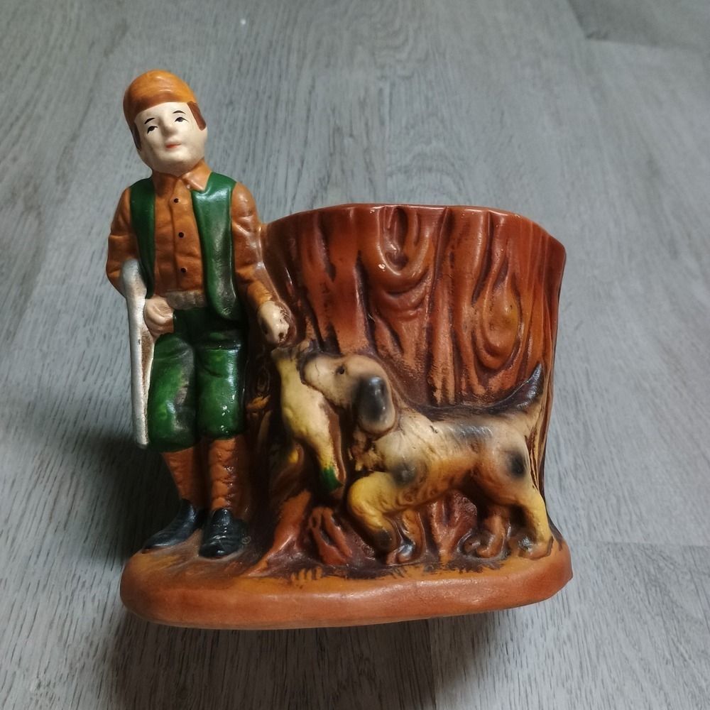 Giftwares Nancy Pew Vintage Ceramic Hunter Bird Dog Planter Bowl Decor Japan